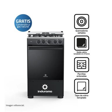 COCINA DE 4 HORNILLAS INDURAMA GOYA NEGRA
