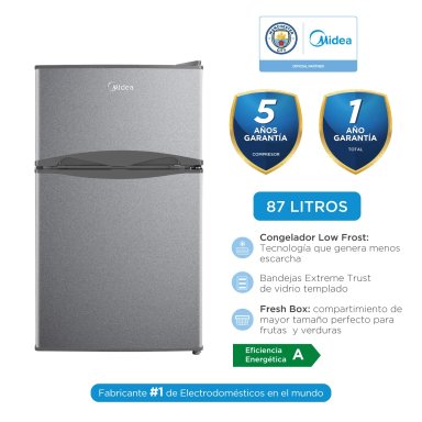 FRIGOBAR  MIDEA  2 PUERTAS SILVER 87LTS