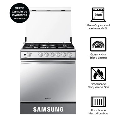 COCINA SAMSUNG A GAS 5 HORNILLAS NX52T7322PS SILVER