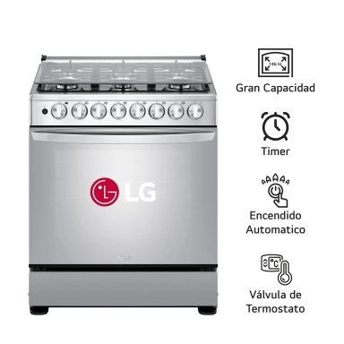 COCINA A GAS LRGZ5255S 6 HORNILLAS GRAN CAPACIDAD ACERO INOXIDABLE LG