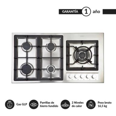 ENCIMERA A GAS 5 QUEMADORES 90CM DELUXE ELITE FDV