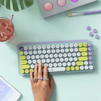 TECLADO LOGITECH POP KEYS MULTI-DEVICE WIRELESS/BT FRESH VIBES LILA/GREEN - 3