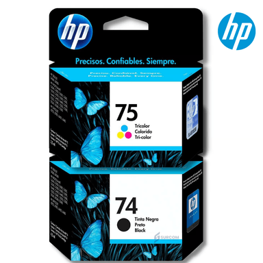 PACK DE CARTUCHOS DE TINTA HP 74 NEGRO HP 75 TRICOLOR ORIGINAL