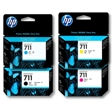 KIT DE TINTA HP 711 ORIGINAL DE 4 COLORES (NEGRO, CIAN, MAGENTA, AMARILLO)