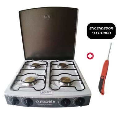 COCINA DE MESA 4 HORNILLAS CON TAPA JAZMIN 20' Y ENCENDEDOR DE COCINA