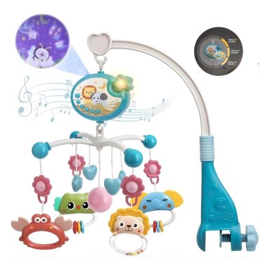 MÓVIL INFANTIL MUSICAL PROYECTOR BEBÉ CONTROL REMOTO CELESTE