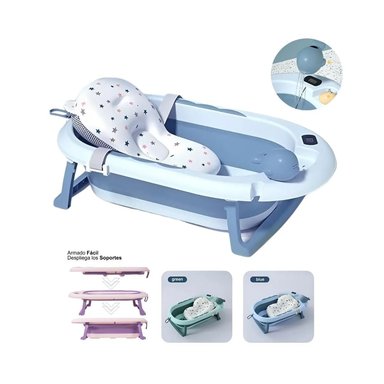 BAÑERA PLEGABLE BALLENITA CON TERMÓMETRO PARA BEBÉ NIÑO