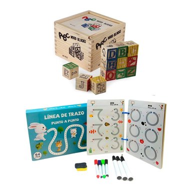 LIBRO DE TRAZOS MÁGICOS + CUBO ABC 48PZS PARA NIÑOS - 1