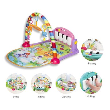 GIMNASIO ALFOMBRA ROSADO MULTIFUNCIÓN CON PIANO PARA BEBÉ NIÑA