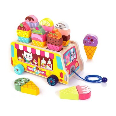 JUEGO MONTESSORI CAMIÓN DE HELADOS DE MADERA