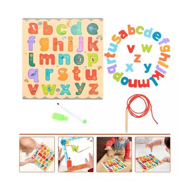 Tablero Didáctico Multifuncional 3 en 1 – Abecedario, Encaje y Pizarra para Niños - 4