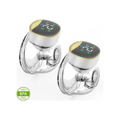 DÚO DE EXTRACTORES DE LECHE MANOS LIBRES PORTÁTIL DORADOS