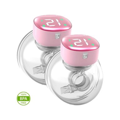 DÚO DE EXTRACTORES DE LECHE MANOS LIBRES PORTÁTIL ROSADOS