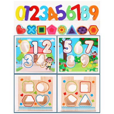 JUEGO DIDÁCTICO CUBO DE DIFICULTAD Y ENCAJE MONTESSORI DE MADERA CON NÚMEROS 6 EN 1 - 2