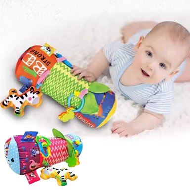 Pack Estimulación Temprana Rodillo de Gateo Sensorial + Sonajero Molar para Bebés - 2