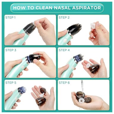 ASPIRADOR NASAL ELÉCTRICO PORTÁTIL COLOR AZUL PARA BEBÉ - 5