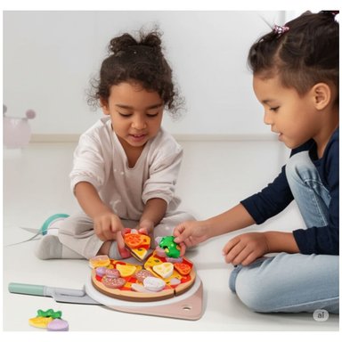 JUEGO DIDÁCTICO PIZZA ARMABLE DE MADERA PARA NIÑOS - 2