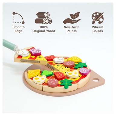 JUEGO DIDÁCTICO PIZZA ARMABLE DE MADERA PARA NIÑOS - 5