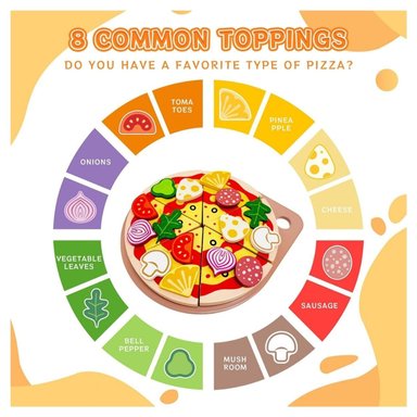 JUEGO DIDÁCTICO PIZZA ARMABLE DE MADERA PARA NIÑOS - 6