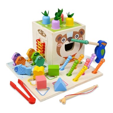 CUBO MONTESSORI DE MADERA OSITO - JUEGO SENSORIAL - 1