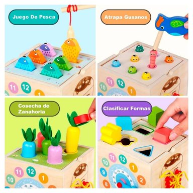 CUBO MONTESSORI DE MADERA OSITO - JUEGO SENSORIAL - 4