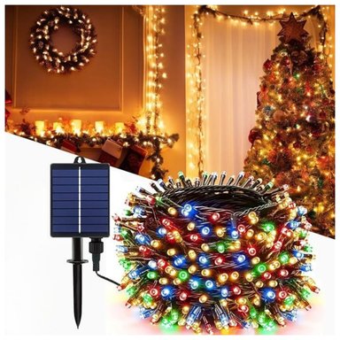 LUCES NAVIDEÑAS MULTICOLOR CON PANEL SOLAR -20 MTS