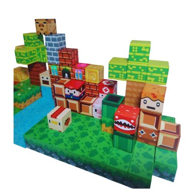 BLOQUES MAGNÉTICOS DE CONSTRUCCIÓN CON LUCES 137 PIEZAS - COMPATIBLE CON MINECRAFT Y MARIO B - 2
