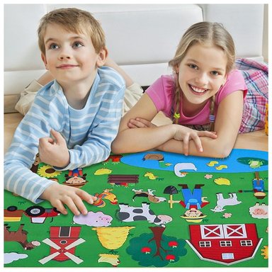 MURAL DE FIELTRO MONTESSORI MI GRANJA - JUGUETE SENSORIAL Y DIDÁCTICO PARA NIÑOS 104X75CM - 2