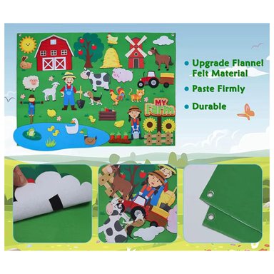 MURAL DE FIELTRO MONTESSORI MI GRANJA - JUGUETE SENSORIAL Y DIDÁCTICO PARA NIÑOS 104X75CM - 3