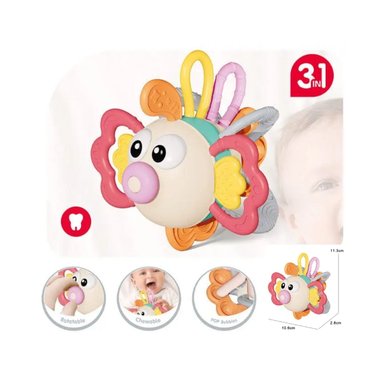 JUGUETE SONAJERO MOLAR SENSORIAL PEZ GLOBO POP IT 3 EN 1 PARA BEBÉS - 1