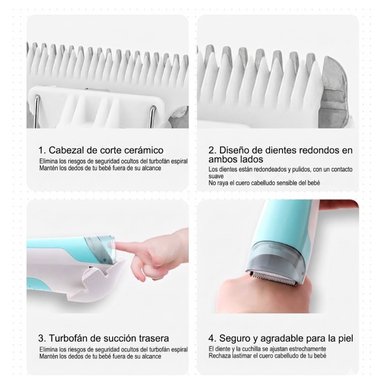 KIT RECORTADORA DE PELO INFANTIL RECARGABLE USB CON PANTALLA LCD Y ACCESORIOS - 5