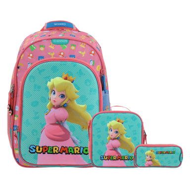 PACK ESCOLAR NINTENDO PRINCESA PEACH - MOCHILA + LONCHERA + LAPICERA