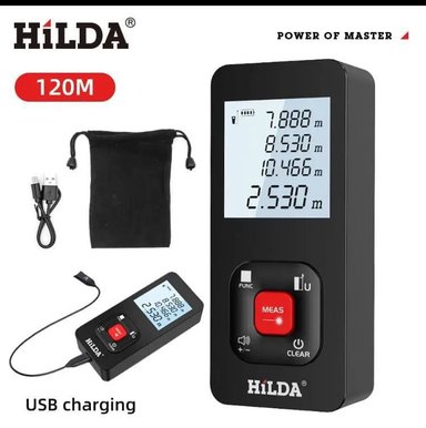 DISTANCIOMETRO KTCJ392 MEDIDOR DISTANCIA WINCHA HILDA RECARGABLE 120 M