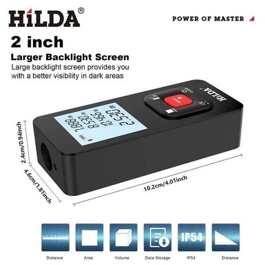 DISTANCIOMETRO KTCJ392 MEDIDOR DISTANCIA WINCHA HILDA RECARGABLE 120 M - 2