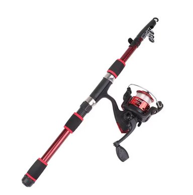 CAÑA DE PESCAR CON CARRETE ROJO