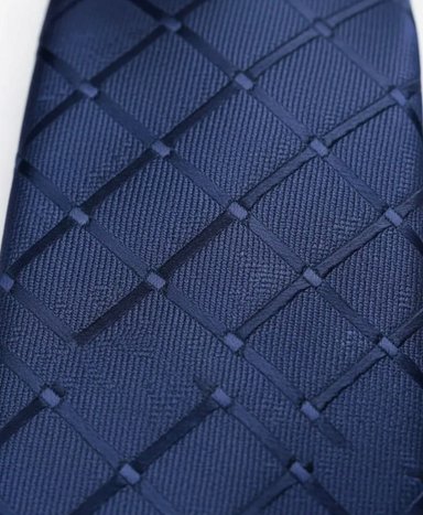 SET CORBATA PISA CORBATA GEMELOS Y PAÑUELO AZUL ROMBOS - 2