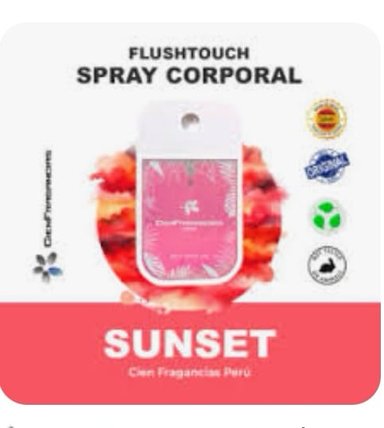 BODY MIST VEGANO CIENFRAGANCIAS CIEN ESENCIAS FLUSH TOUCH SUNSET 45ML  FLORIENTAL GOURMAND, HIDRATA  24H