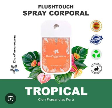BODY MIST VEGANO  CIENFRAGANCIAS CIEN ESENCIASFLUSHTOUCH TROPICAL DELICIOUS 45ML – FLORAL FRUTAL 24H