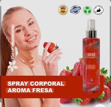 BODY MIST VEGANO CIENFRAGANCIAS CIEN ESENCIAS FLUSHTOUCH FRESA FLORAL FRUTAL, HIDRATANTE  24H