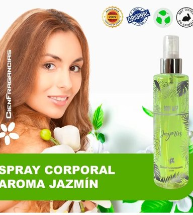 BODY MIST VEGANO CIENFRAGANCIAS CIEN ESENCIAS  JAZMÍN 200ML HIDRATANTE NUTRITIVO, FLORAL AVAINILLADO DE ALTA GAMA,