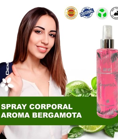 BODY MIST VEGANO  BERGAMOTA CÍTRICO FLORAL AMADERADO CIENFRAGANCIAS CIEN ESENCIAS 200ML 24H