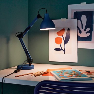 LAMPARA LED DE ESCRITORIO ENNIS E27 CON BRAZO ARICULADO COLOR AZUL