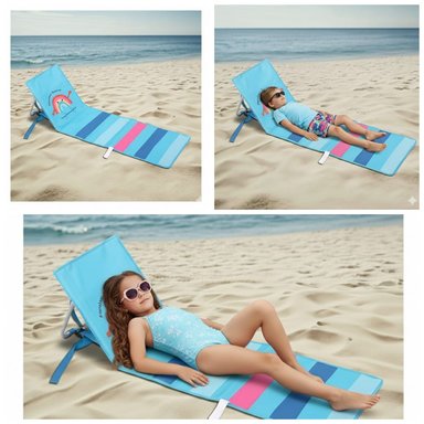 COLCHONETA PLEGABLE`PLAYA  NIÑOS DE POLIESTER ORANGE AZUL CIELO 110CM