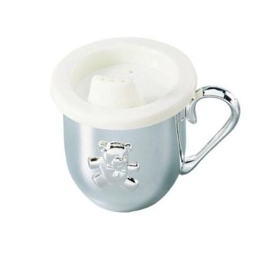TAZA ARGENTARIA PLATEADO BEBÉ OSITO PLAQUÉ