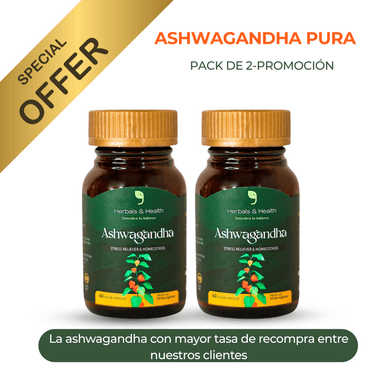 SUPLEMENTO ASHWAGANDHA HERBALS AND HEALTH PACK DE PROMOCIÓN 2 UNIDADES