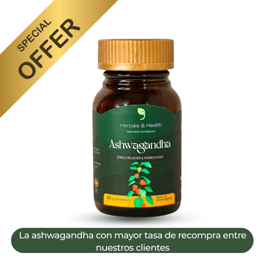SUPLEMENTO ASHWAGANDHA HERBALS AND HEALTH 60 CÁPSULAS