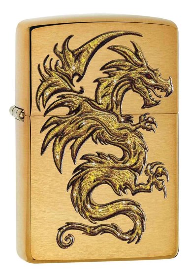 ENCENDEDOR ZIPPO DORADO DISEÑO DRAGON ALADO