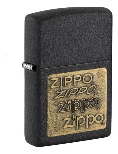 ENCENDEDOR ZIPPO BLACK CRACKLE GOLD LOGO