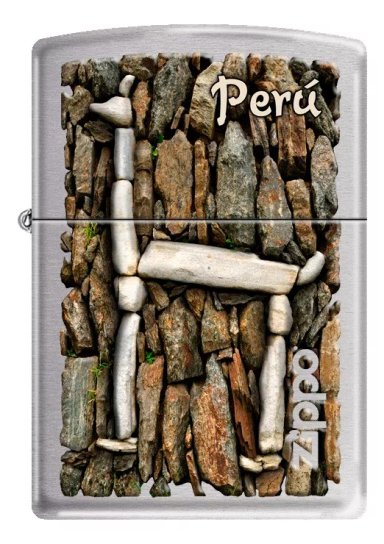 ENCENDEDOR ZIPPO BRUSHED CHOQUEQUIRAO LLAMA TALLADO