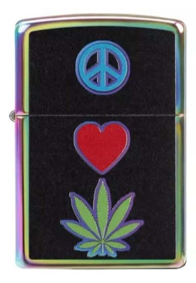 ENCENDEDOR ZIPPO PEACE LOVE LEAF DESIGN